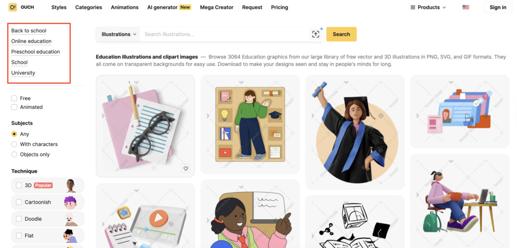 Icons8 Ouch education collection