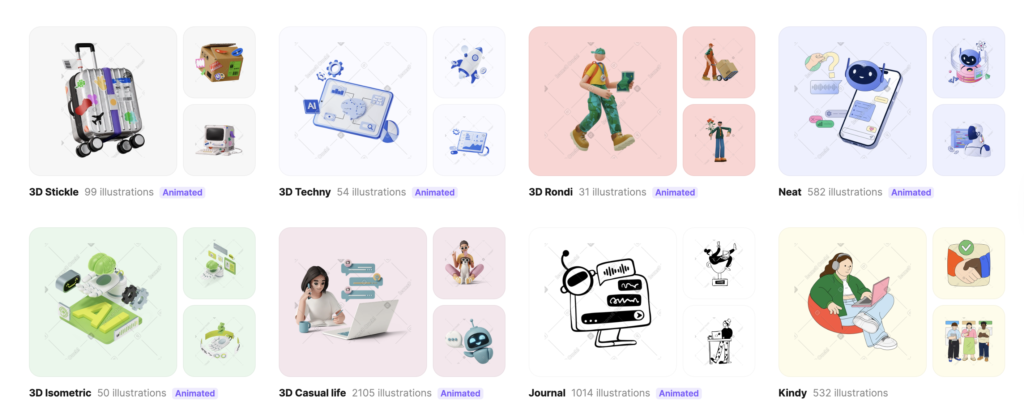 Icons8 Ouch categories and styles