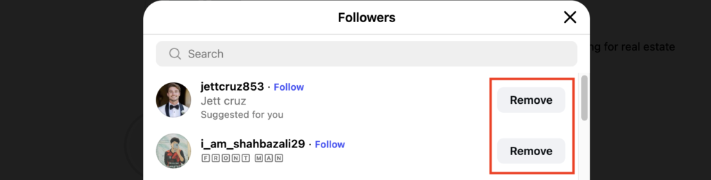 Steps to remove an Instagram follower