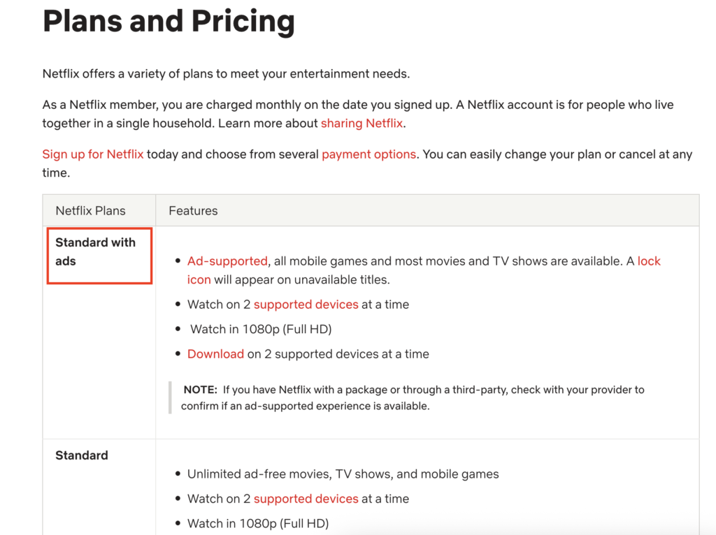 netflix pricing