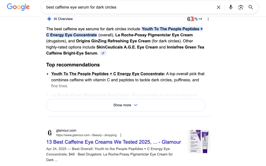 best caffeine eye serum for dark circles