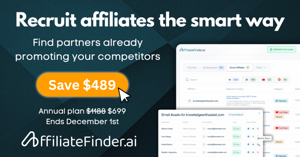 AffiliateFinder black friday deal