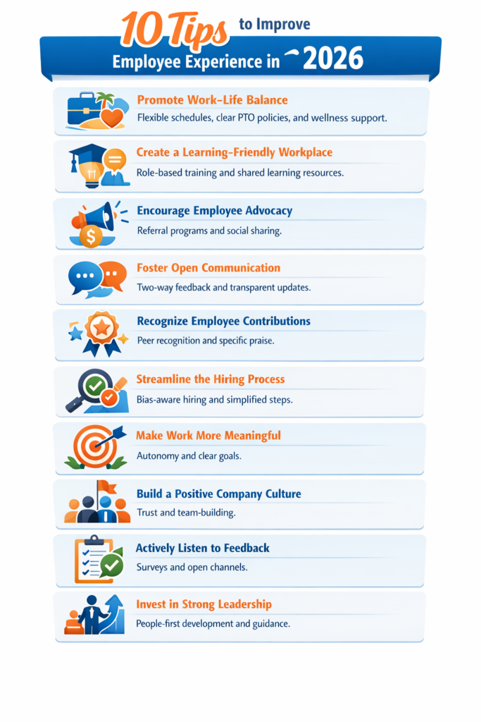 10 ways to improve your employee experience