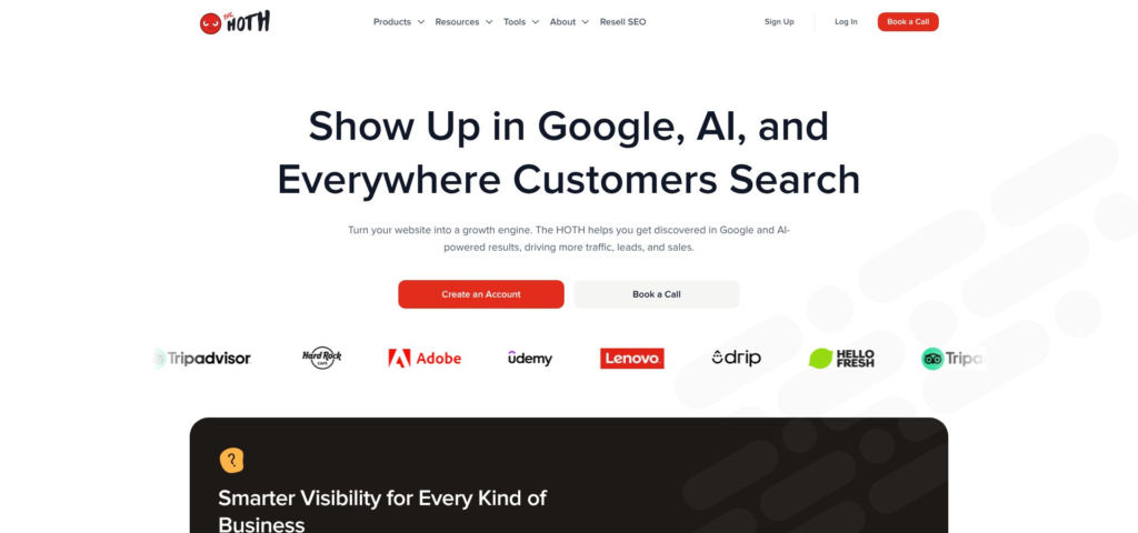 The HOTH SEO Services Portal Website Screenshot 