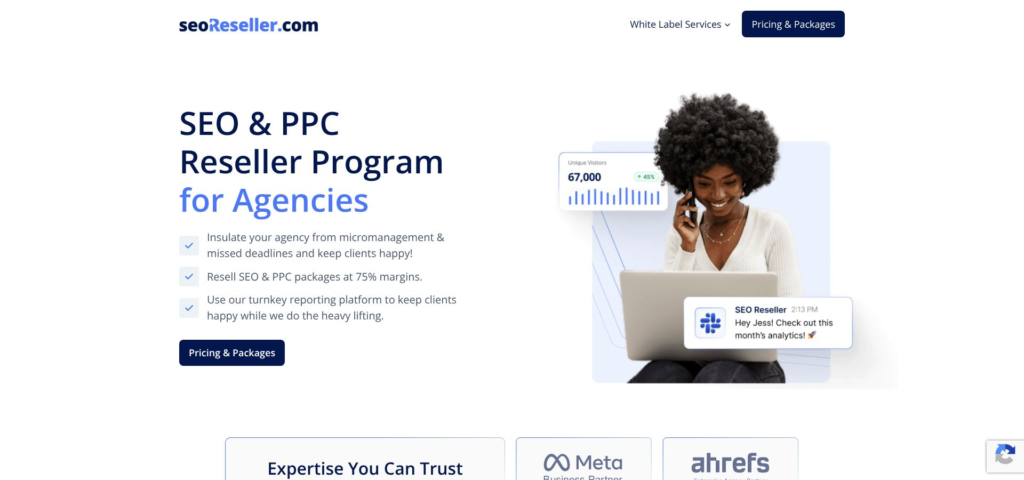 SEOReseller Turnkey SEO Packages Website Screenshot