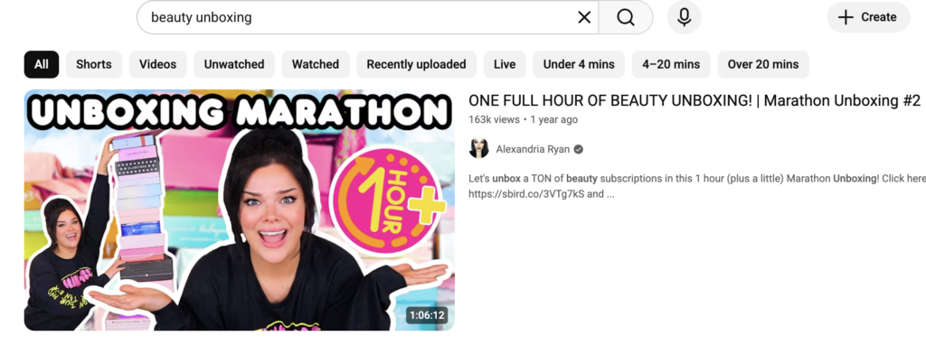 unboxing videos on youtube