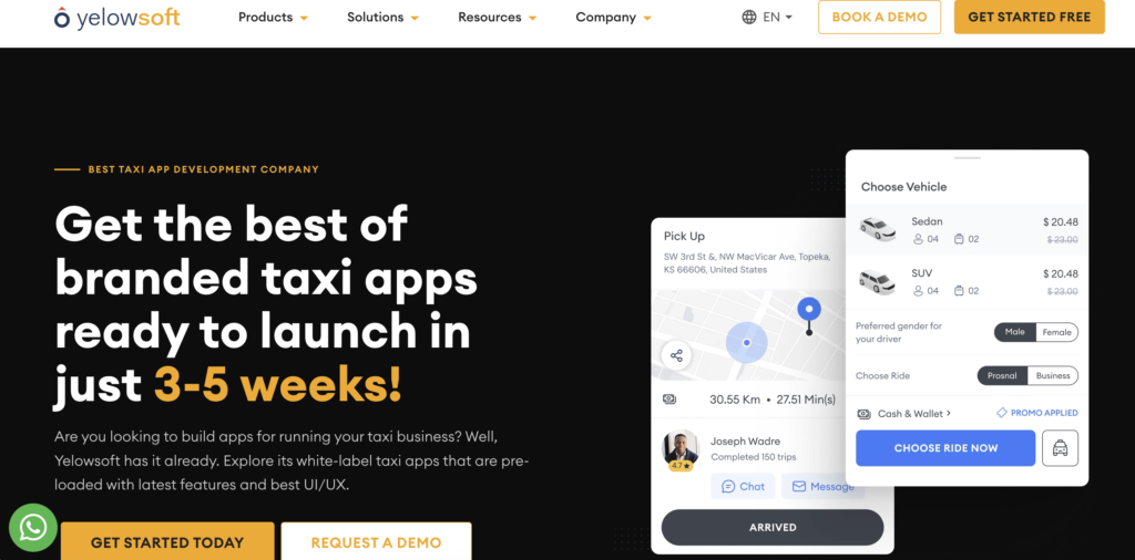 Yelowsoft taxi app development company 
