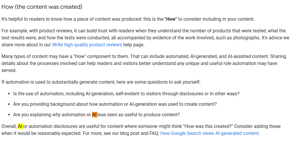 google ai content